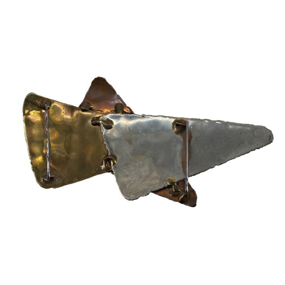 Vintage Handmade Brutalist Mixed Metal Triangular Belt Buckle- 3.5" - Artist Sig - Picture 2 of 4